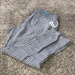 Old navy white and blue stripped linen crop pants